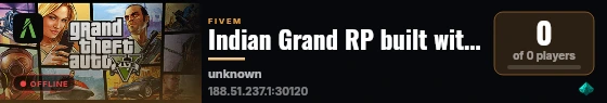 Indian Grand RP built with FiveM Basic Server! live status badge