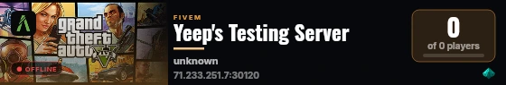 Yeep's Testing Server live status badge