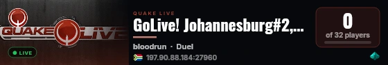 GoLive! Johannesburg#2,ZA DUEL#1 antilag live status badge