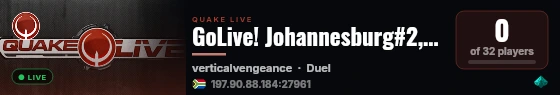 GoLive! Johannesburg#2,ZA DUEL#2 antilag live status badge