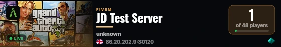 JD Test Server live status badge