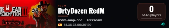 DrtyDozen RedM live status badge
