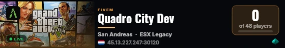 Quadro City Dev live status badge