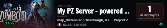 My PZ Server - powered by Sophie live status badge