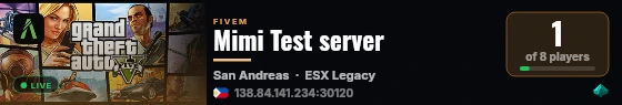 Mimi Test server live status badge