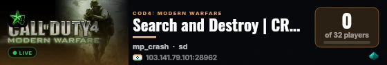 Search and Destroy | CRO CoD4 Server by zabok.net live status badge