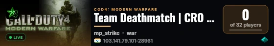 Team Deathmatch | CRO CoD4 Server by zabok.net live status badge