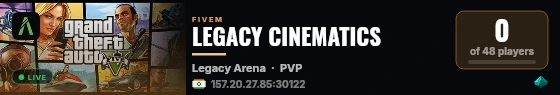 LEGACY CINEMATICS live status badge