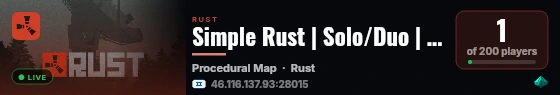 Simple Rust | Solo/Duo | Vanilla+ | Monthly live status badge