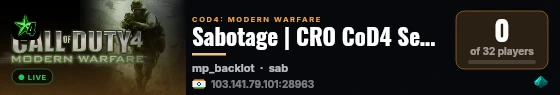 Sabotage | CRO CoD4 Server by zabok.net live status badge