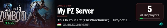 My PZ Server live status badge