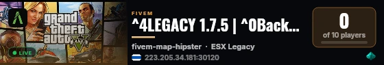 ^4LEGACY 1.7.5 | ^0Backend by ^0[^5DAXTON ^1& ^5TEAM^0] live status badge