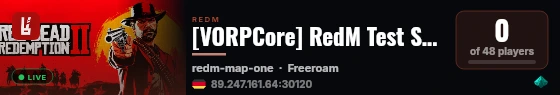 [VORPCore] RedM Test Server live status badge