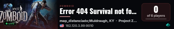 Error 404 Survival not found live status badge