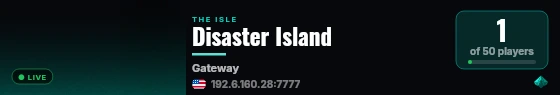 Disaster Island live status badge
