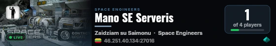 Mano SE Serveris live status badge