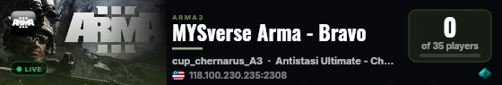 MYSverse Arma - Bravo live status badge
