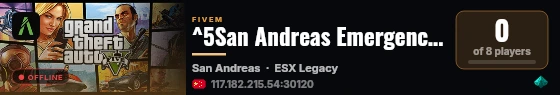 ^5San Andreas Emergency Server|紧急职业角色扮演 2023-2024 live status badge