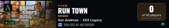 RUN TOWN live status badge
