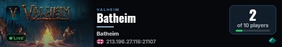 Batheim live status badge