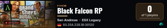 Black Falcon RP live status badge
