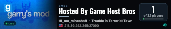 Hosted By Game Host Bros live status badge