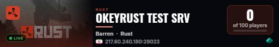 OKEYRUST TEST SRV live status badge