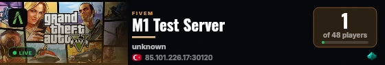 M1 Test Server live status badge