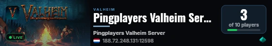 Pingplayers Valheim Server live status badge