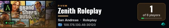 Zenith Roleplay live status badge