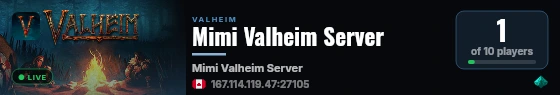 Mimi Valheim Server live status badge
