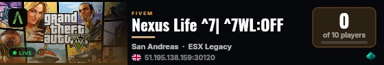 Nexus Life ^7| ^7WL:OFF live status badge