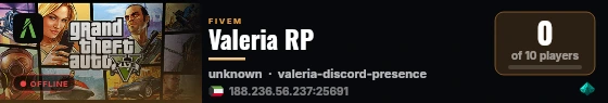 Valeria RP live status badge