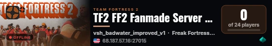 TF2 FF2 Fanmade Server Public Testing live status badge