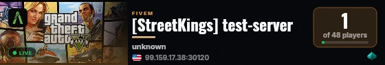 [StreetKings] test-server live status badge