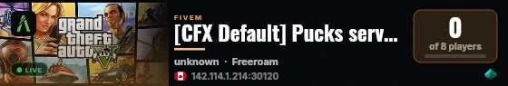 Pucks server thing built with CFX Default by Tabarra! live status badge