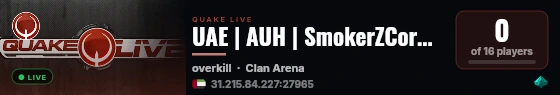 UAE | AUH | SmokerZCorner | Quake Live | FFA live status badge