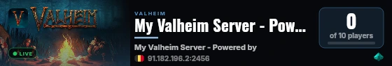 My Valheim Server - Powered by AMP live status badge
