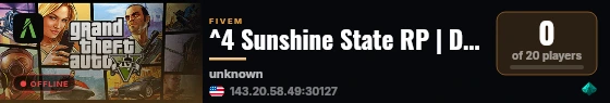 ^4 Sunshine State RP | Development Server live status badge