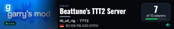 Beattune's TTT2 Server live status badge