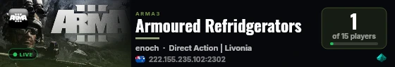 Armoured Refridgerators live status badge