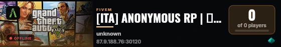 [ITA] ANONYMOUS RP | ❌NO ALLOWLIST❌| 🚀SUPER OTTIMIZZATO NO LAG🚀| 🌴FAZIONI E ATTIVITÀ GRATIS🎮 | discord.gg/3dJp8cd3T7 live status badge