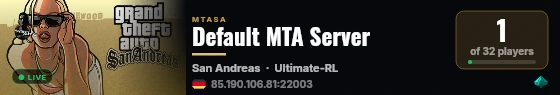 Default MTA Server live status badge