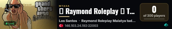 ⚙ Raymond Roleplay ❯ Türkçe Sesli/Yazılı Medium Roleplay ❮ live status badge