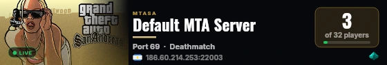 Default MTA Server live status badge