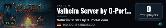 Valheim Server by G-Portal.com live status badge