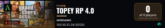 TOPEY RP 4.0 live status badge