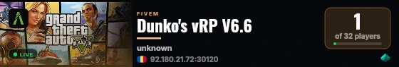 Dunko's vRP V6.6 live status badge