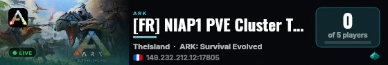 [FR] NIAP1 PVE Cluster The Island - (v361.7) live status badge