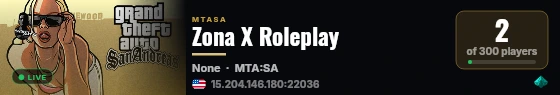 Zona X Roleplay live status badge